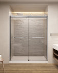 Semi-Frameless glass Shower door color:brushed nickel