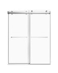 Gorgeous Single Sliding Frameless Shower Door With 3/8 Inch Clear Glass color:brushed nickel