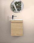 16" Birch Floating Bathroom Vanity with Resin Sink and Soft Close Doors color:Oak