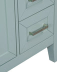 30 inch green bathroom vanity drawer detail with metal handle | Ace Decor