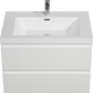 Floating Bathroom Vanity with Resin Top Basin & Soft Close Drawers - Modern Wall-Mounted Storage Cabinet color: White