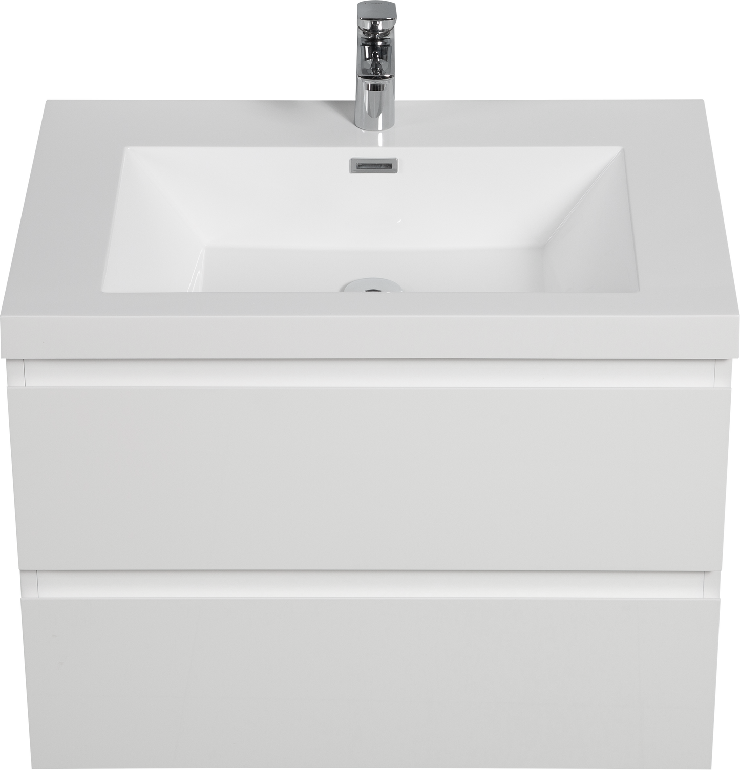 Floating Bathroom Vanity with Resin Top Basin & Soft Close Drawers - Modern Wall-Mounted Storage Cabinet color: White