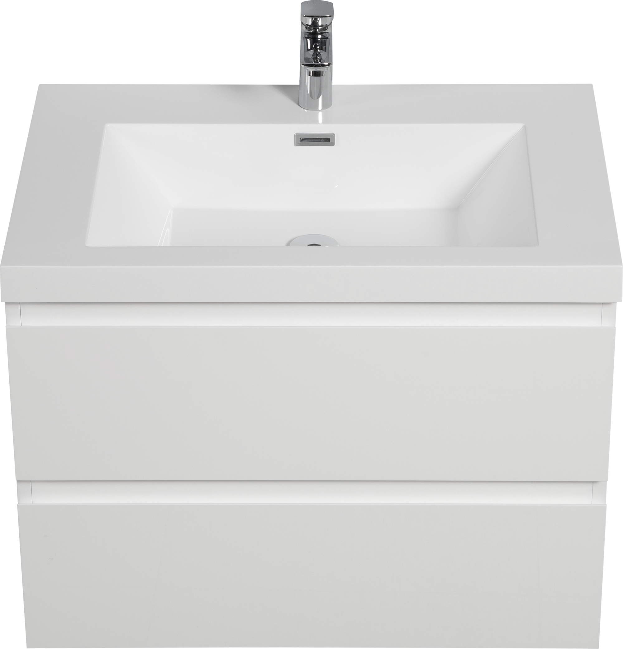 Floating Bathroom Vanity with Resin Top Basin &amp; Soft Close Drawers - Modern Wall-Mounted Storage Cabinet color: White