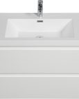 Floating Bathroom Vanity with Resin Top Basin & Soft Close Drawers - Modern Wall-Mounted Storage Cabinet color: White