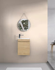 16" Birch Floating Bathroom Vanity with Resin Sink and Soft Close Doors color:Oak