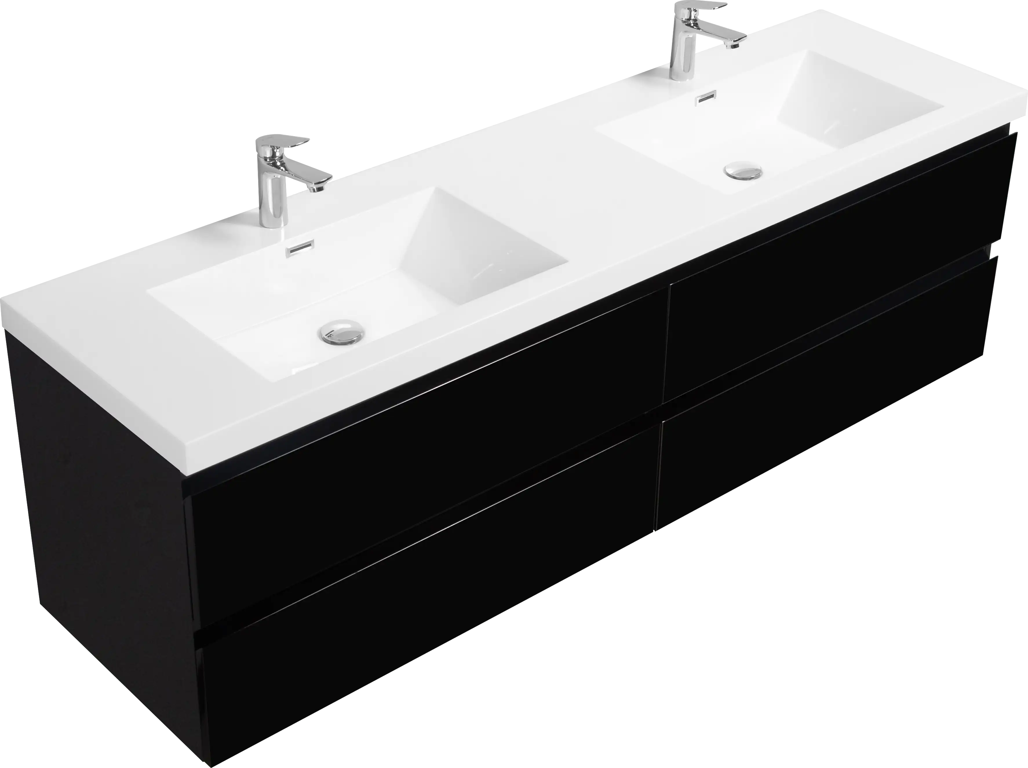 71 X 20 Modern Floating Double Sink Bathroom Vanity - Wall Mounted Storage Cabinet color: Black