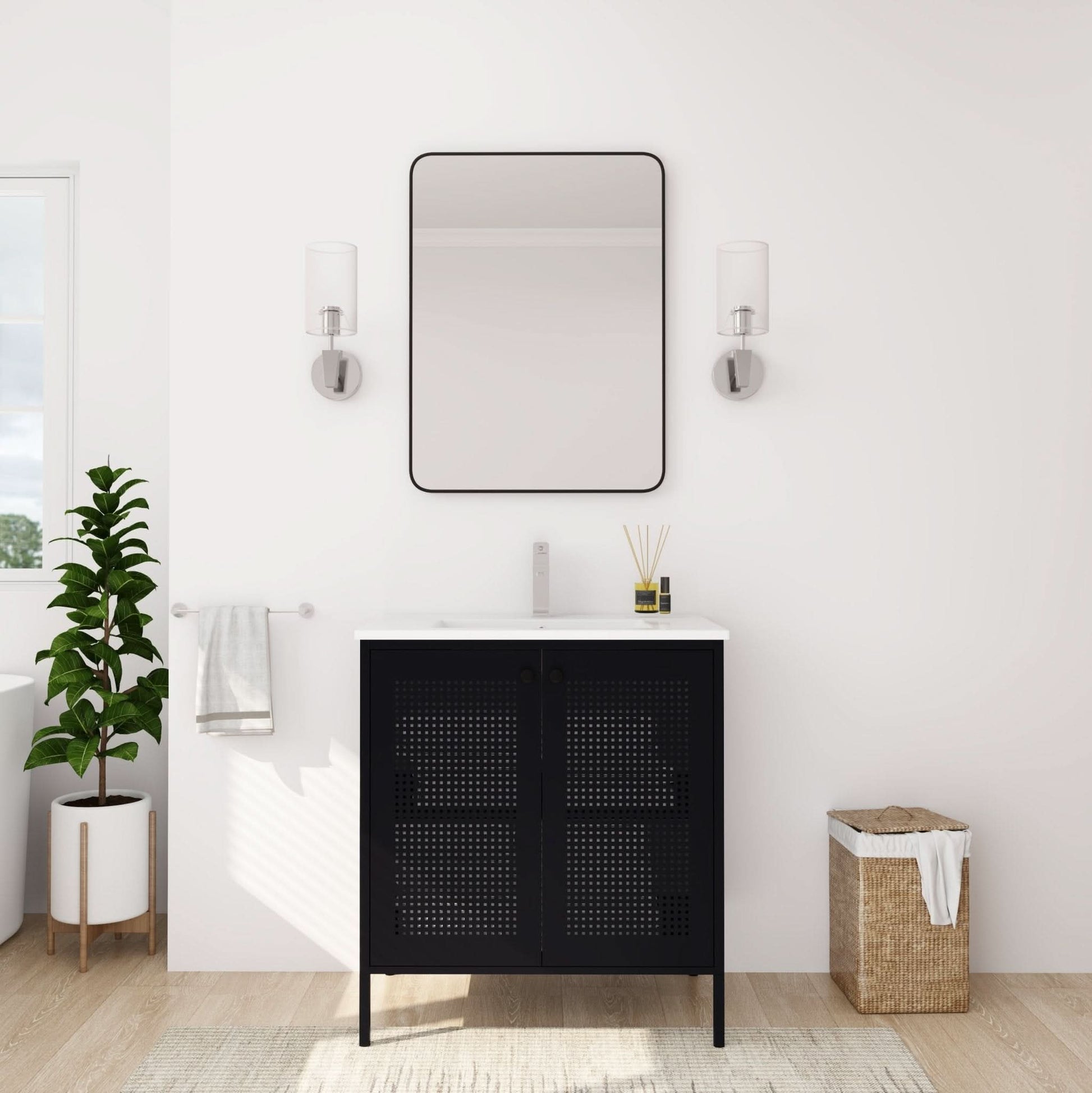 30-Inch Freestanding Bathroom Vanity with Ceramic Sink – Modern & Stylish color: Black