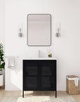 30-Inch Freestanding Bathroom Vanity with Ceramic Sink – Modern & Stylish color: Black