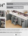 Elysian 84" Freestanding Bathroom Vanity with Double Sinks – Grey