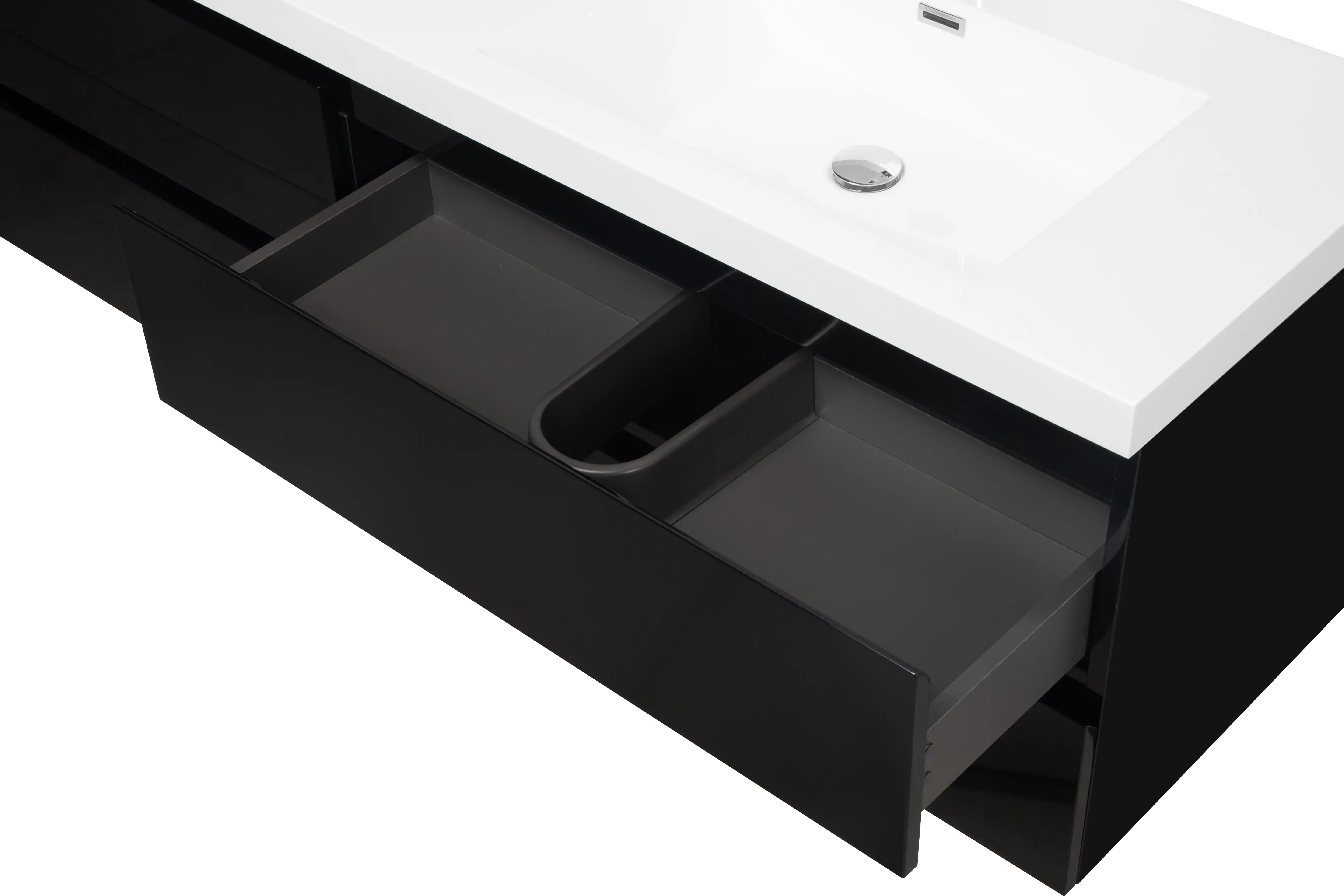 71 X 20 Modern Floating Double Sink Bathroom Vanity - Wall Mounted Storage Cabinet color: Black