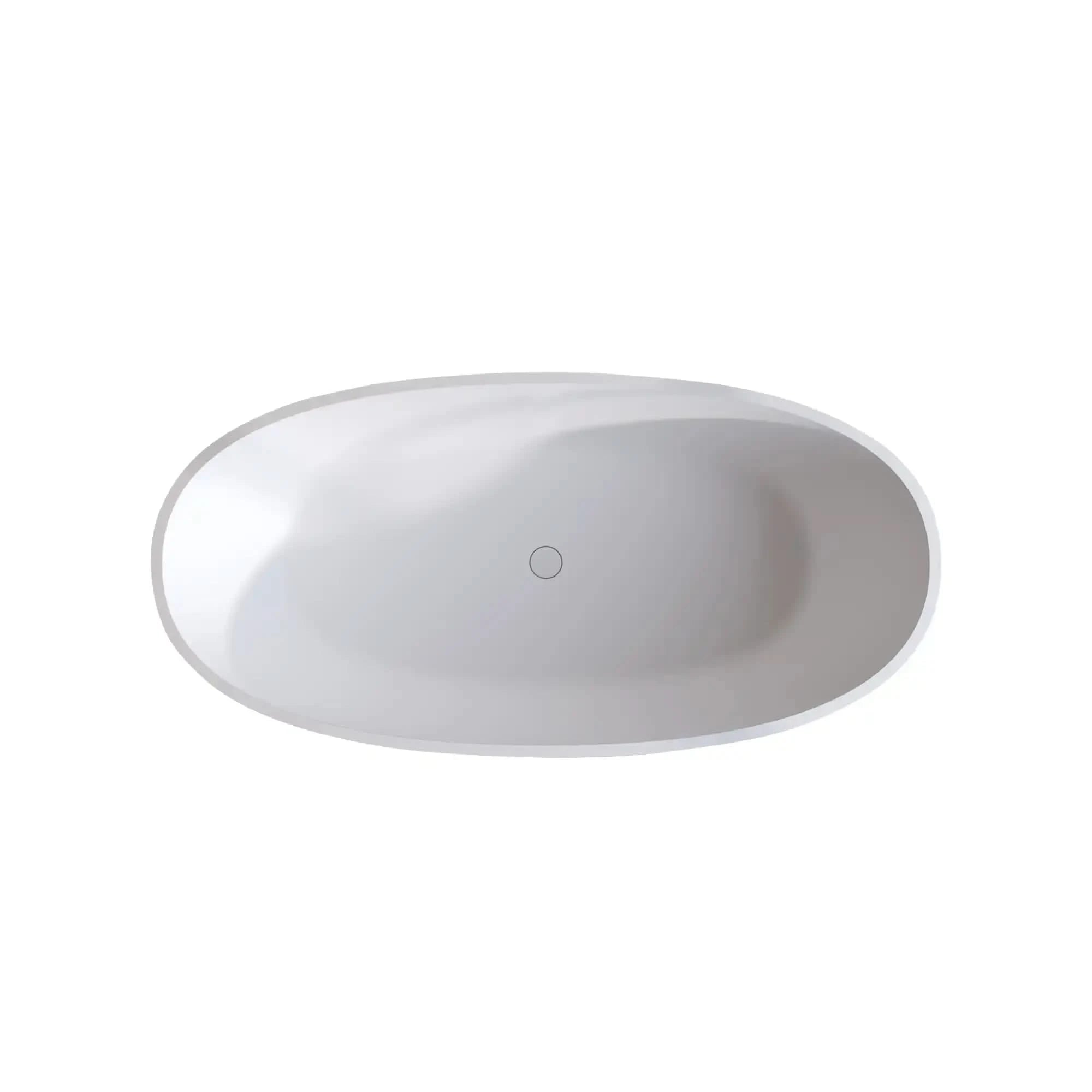 59&quot; Matte White Curved Solid Surface Freestanding Soaking Tub with Overflow and Pop-Up Drain color: Matte White