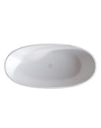 59" Matte White Curved Solid Surface Freestanding Soaking Tub with Overflow and Pop-Up Drain color: Matte White