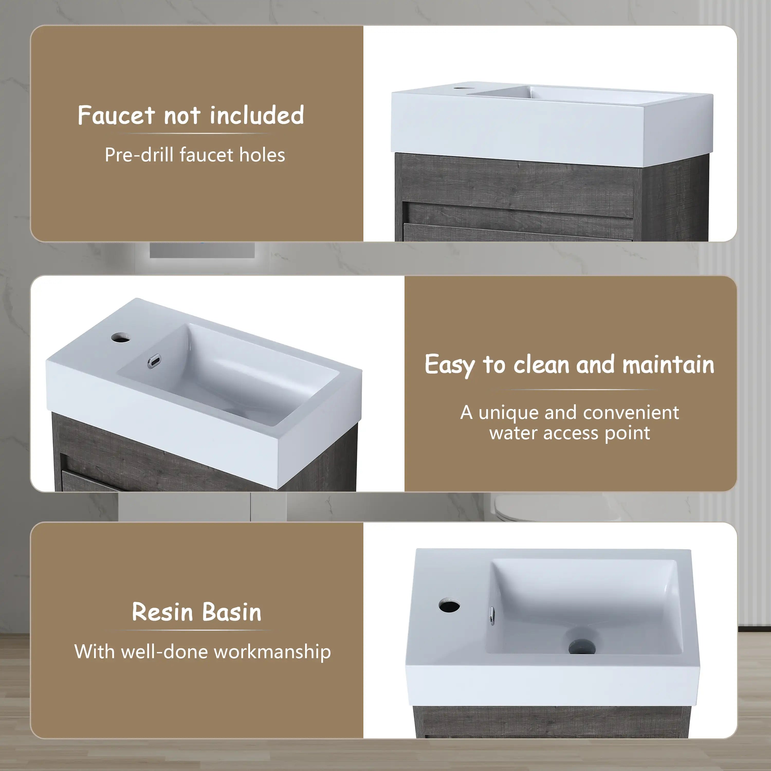 Aeris Series integrated white resin sink top with single faucet hole and smooth surface.