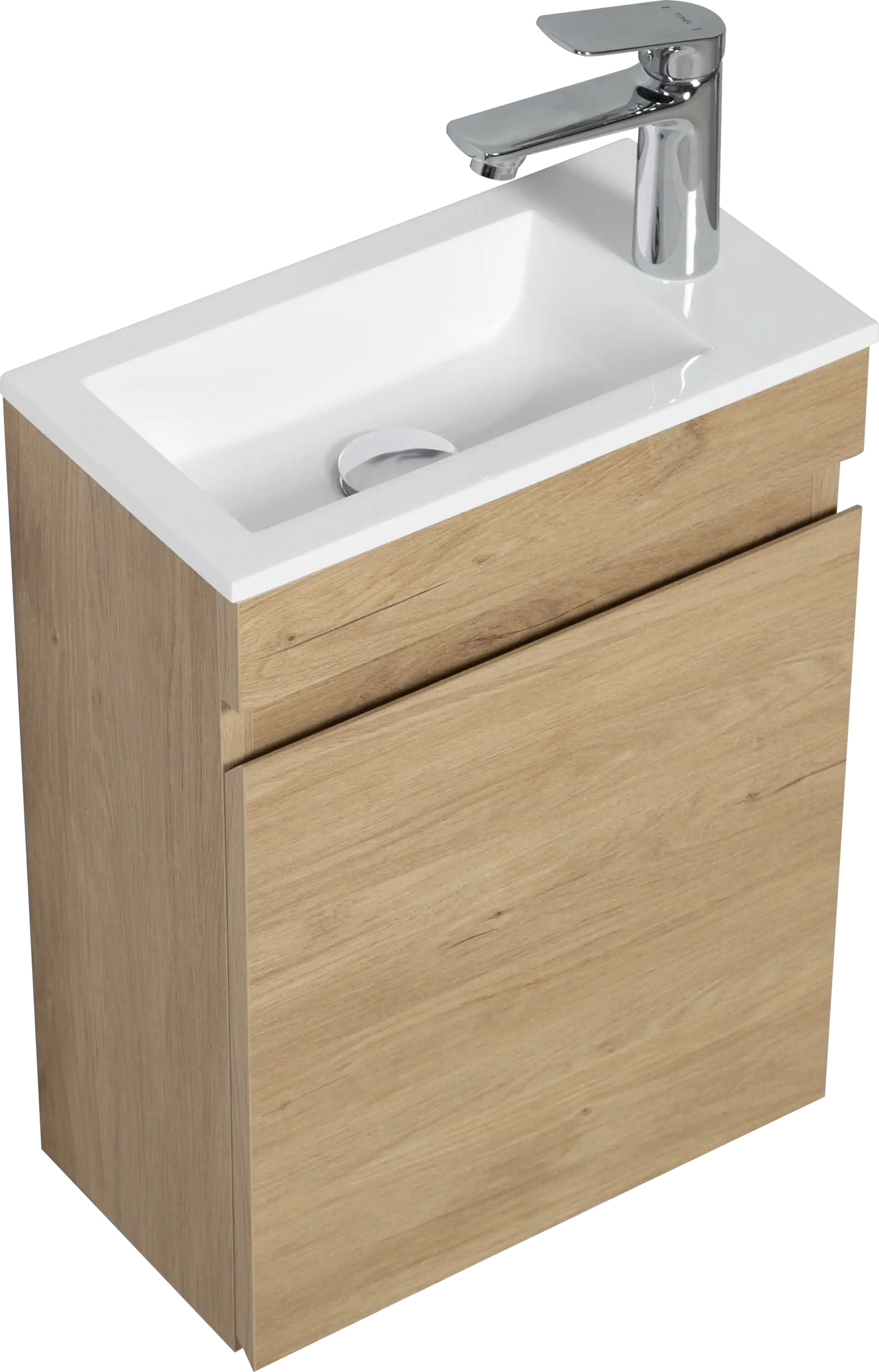 16" Birch Floating Bathroom Vanity with Resin Sink and Soft Close Doors color:Oak