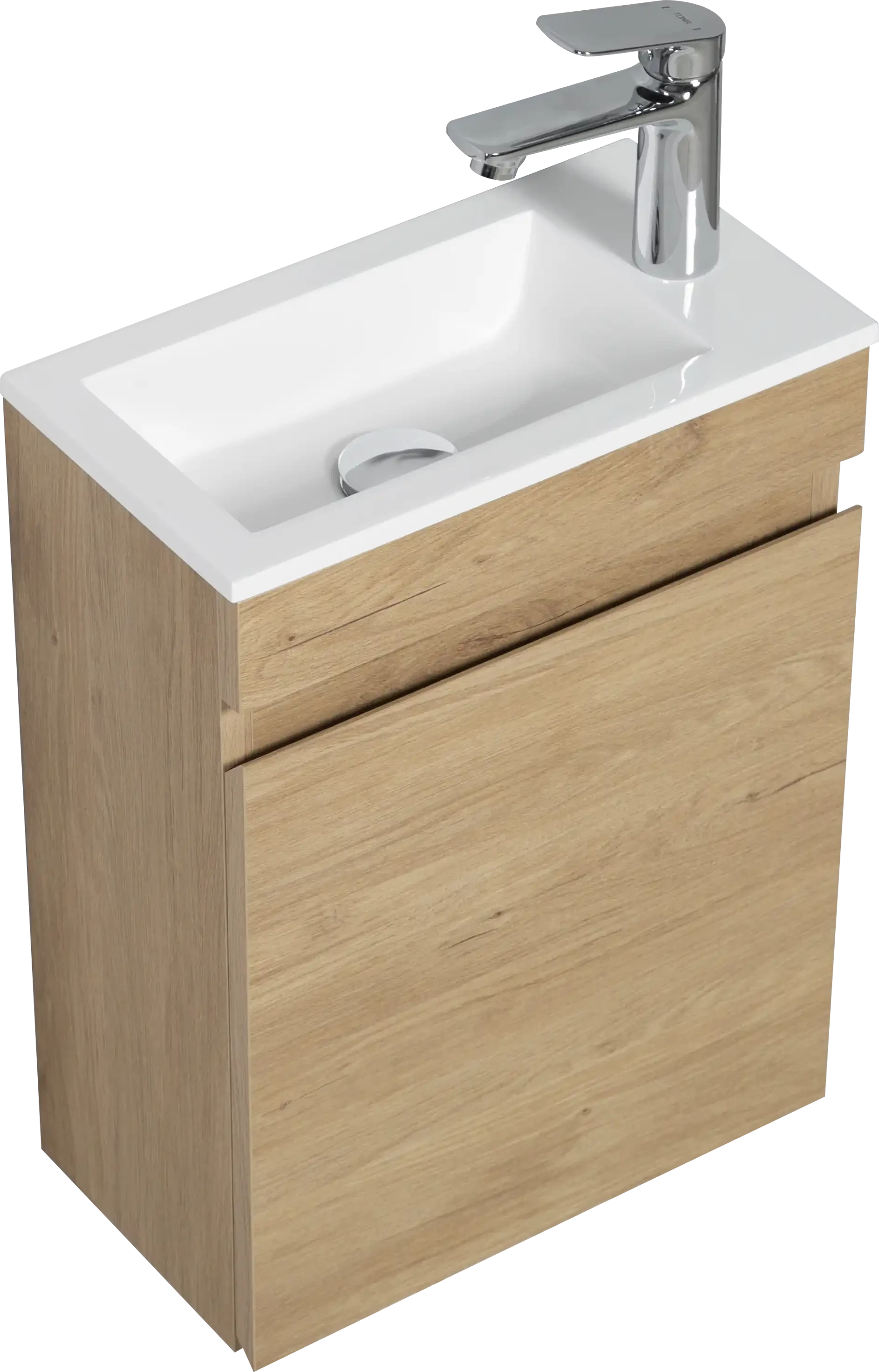 16&quot; Birch Floating Bathroom Vanity with Resin Sink and Soft Close Doors color:Oak