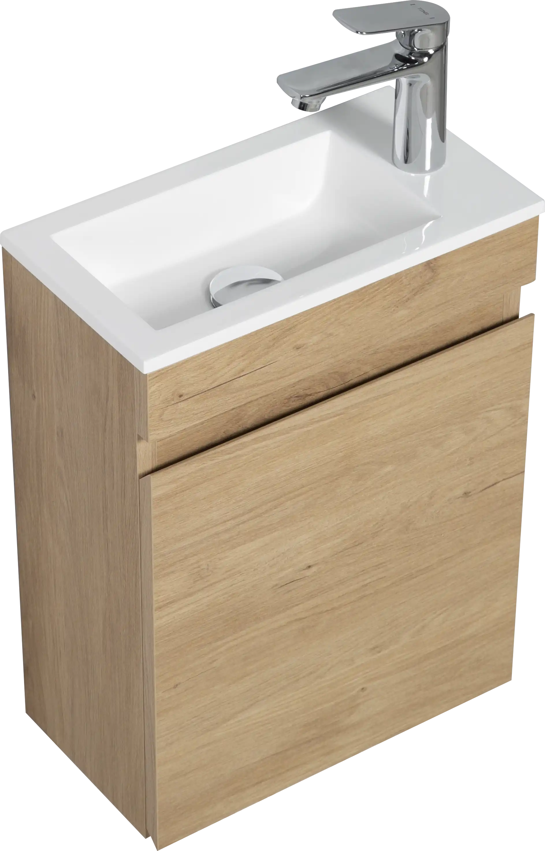 16" Birch Floating Bathroom Vanity with Resin Sink and Soft Close Doors color:Oak