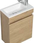 16" Birch Floating Bathroom Vanity with Resin Sink and Soft Close Doors color:Oak