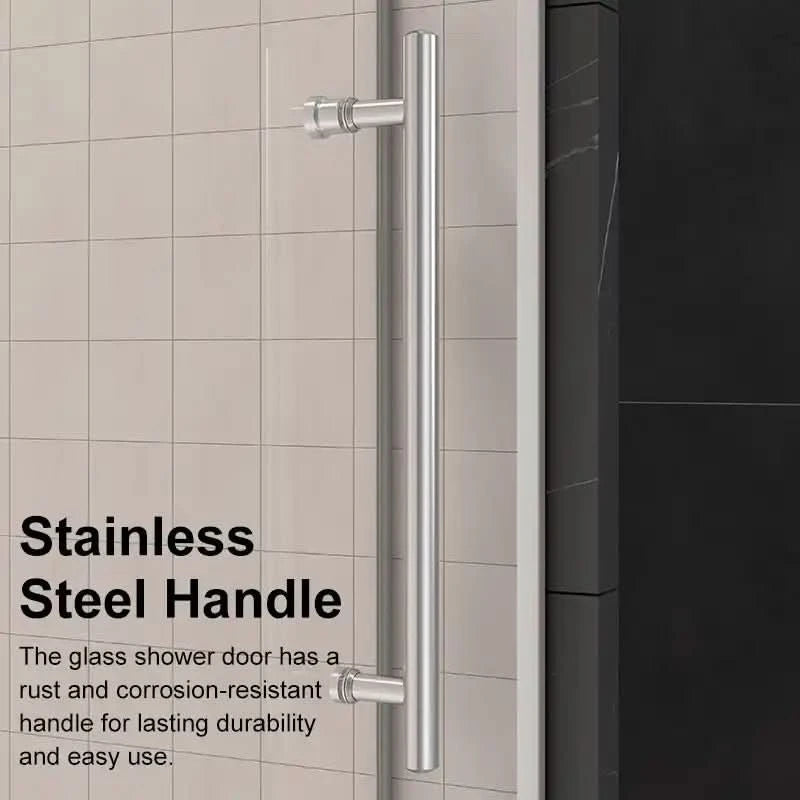 Gorgeous Single Sliding Frameless Shower Door With 3/8 Inch Clear Glass color:brushed nickel