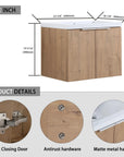 Floating Bathroom Cabinet with Sink & Soft-Close Doors - Ideal for Small Bathrooms color: Imitative Oak | size: 24 inch | combination: Separate Wash Basin