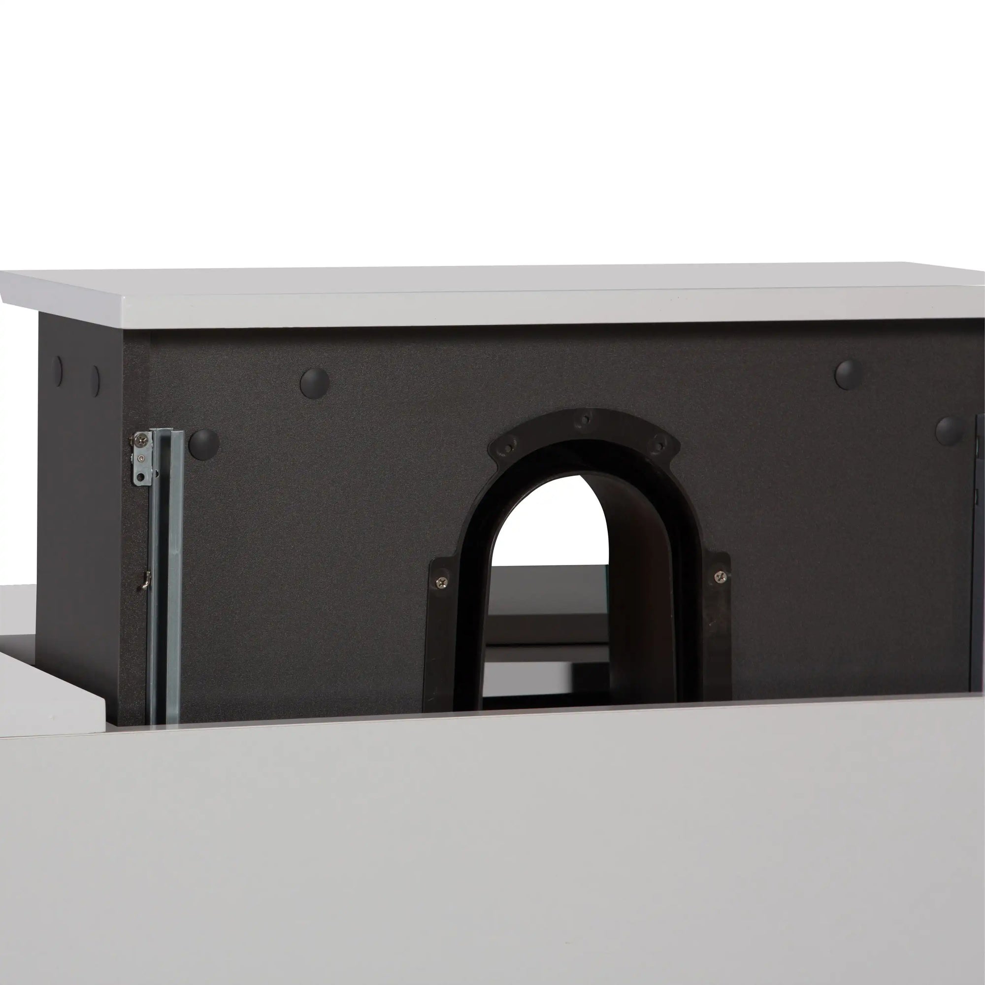48 inch white floating bathroom vanity with rear plumbing cutout for wall-mounted installation | Ace Decor