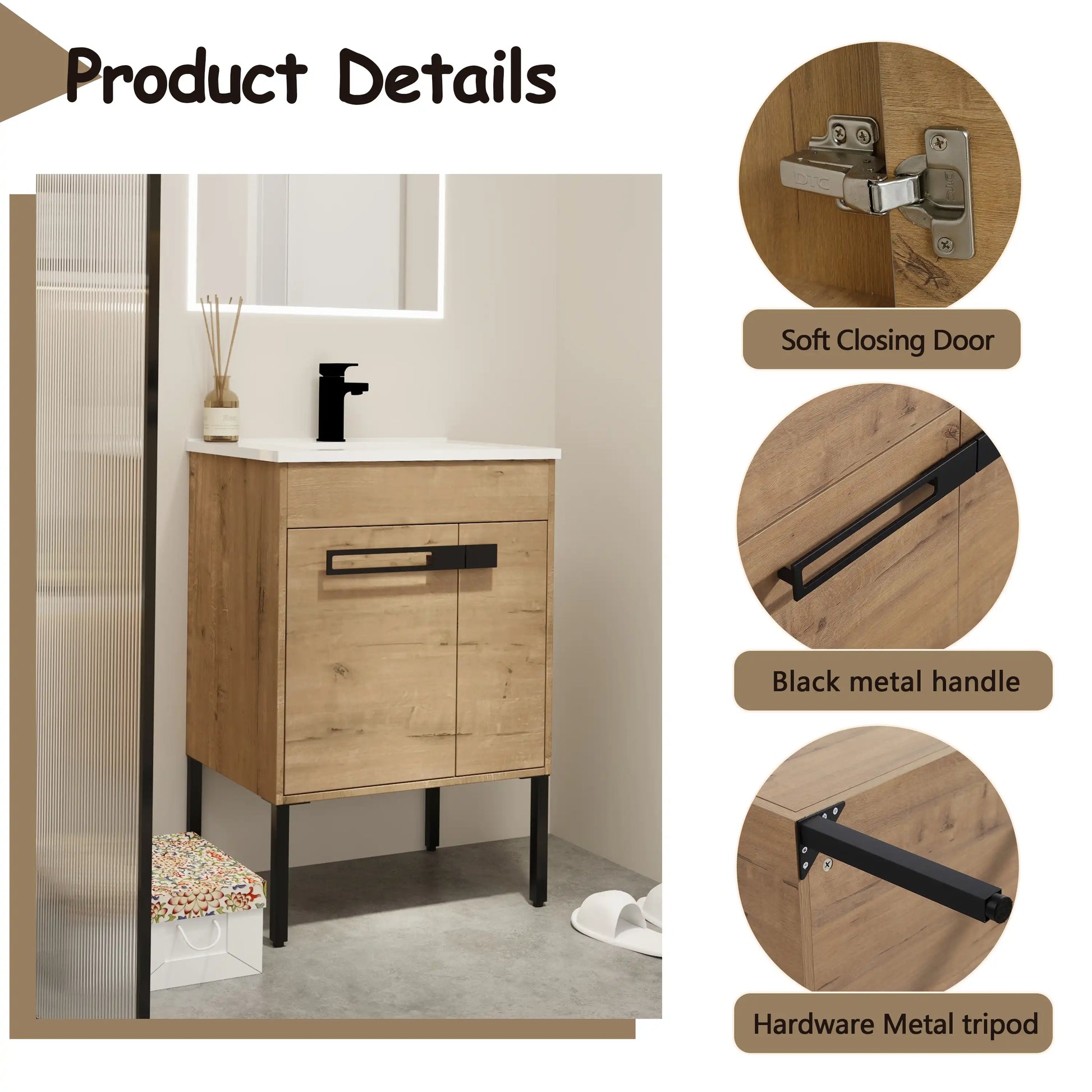 Bathroom Vanity With Sink, Freestanding Bathroom Vanity or Floating is Optional Conversion color: Imitative Oak | size:24 inch