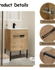 Bathroom Vanity With Sink, Freestanding Bathroom Vanity or Floating is Optional Conversion color: Imitative Oak | size:24 inch