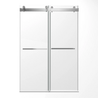 48 inch frameless sliding shower door in 48 x 76 size with chrome hardware | Ace Decor
