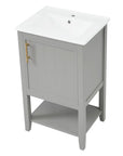 20" grey vanity bathroom unit with sink and open bottom shelf | Ace Decor