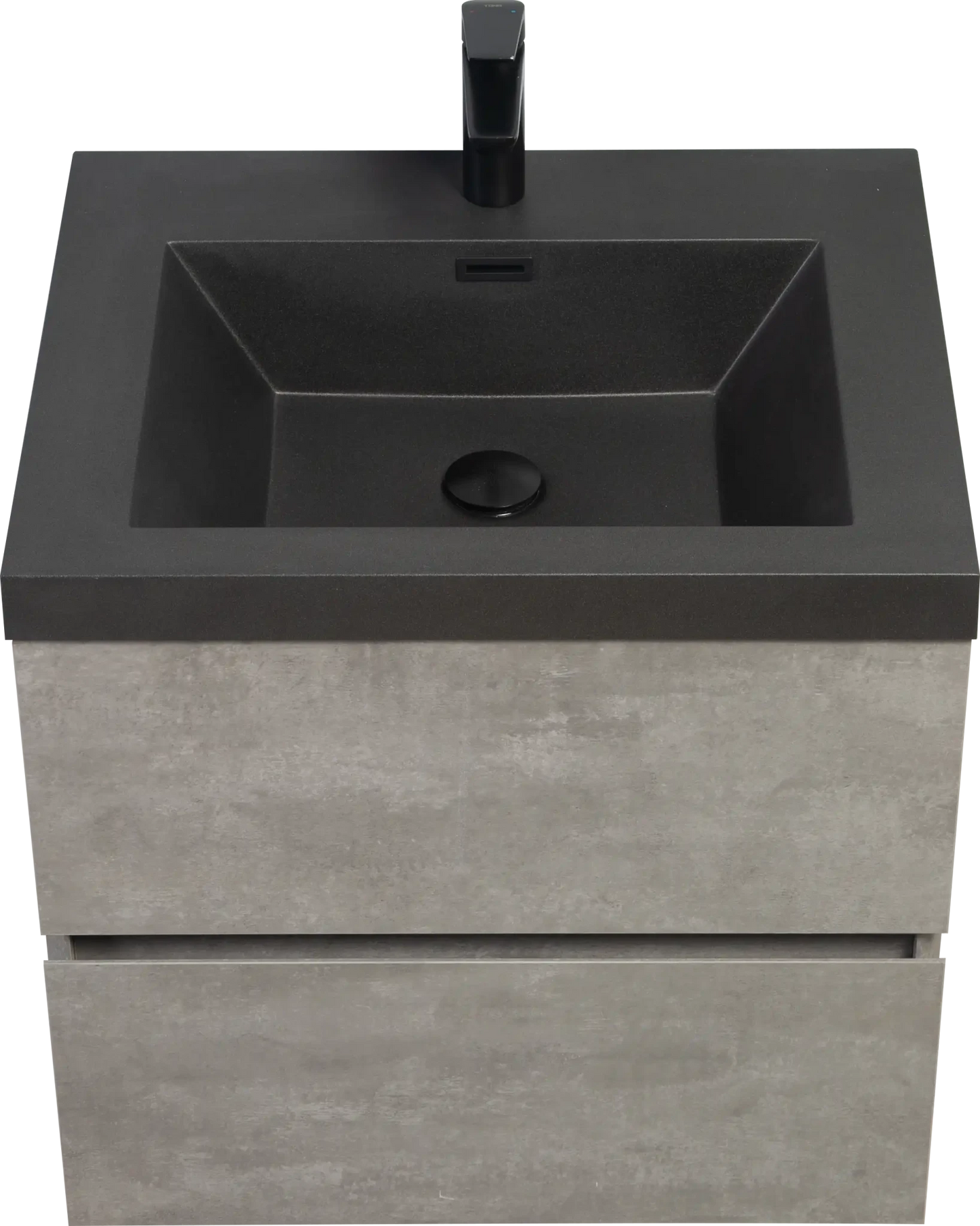 Floating Bathroom Vanity with Quartz Sand Basin and Soft Close Drawers color: Grey