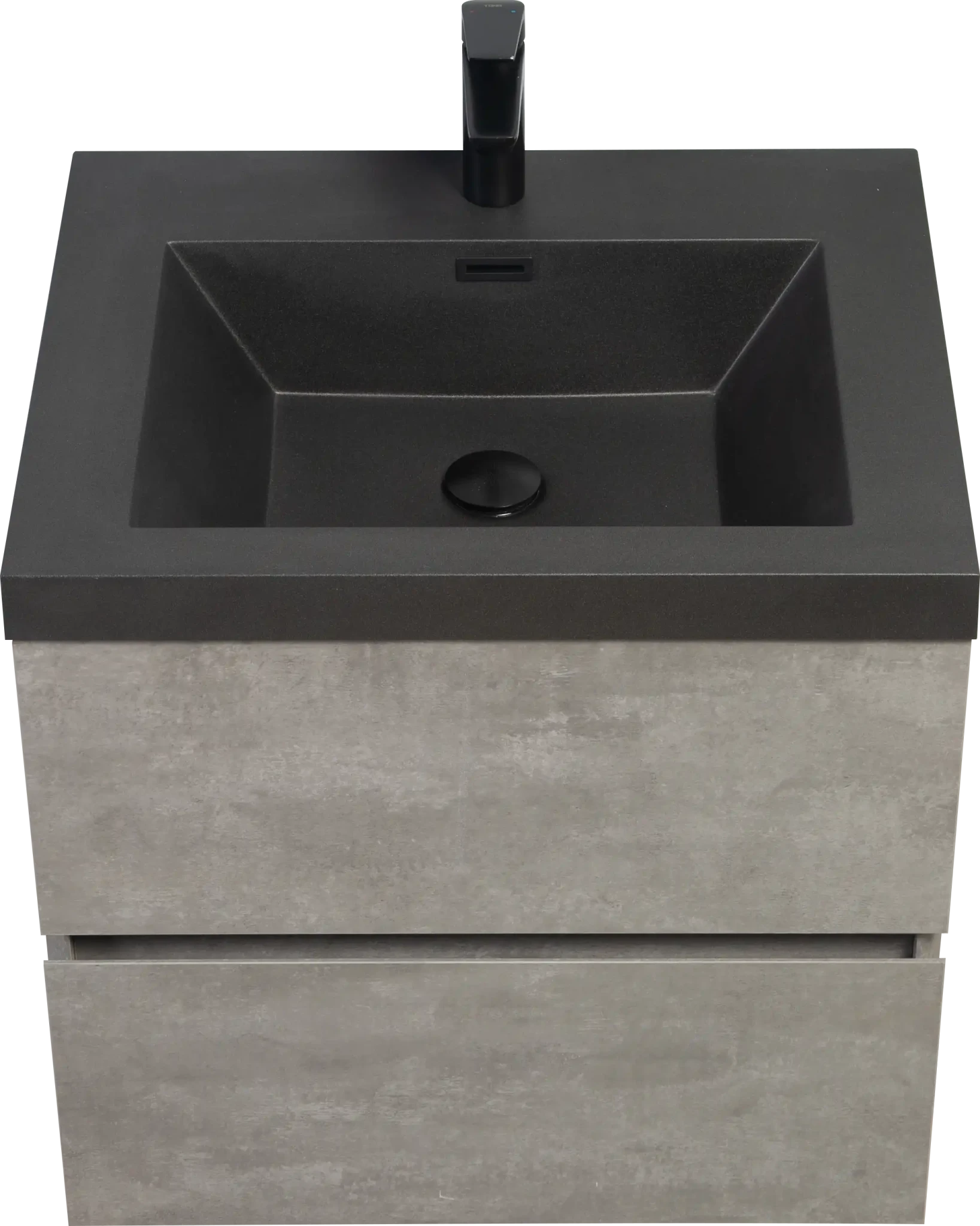 Floating Bathroom Vanity with Quartz Sand Basin and Soft Close Drawers color: Grey