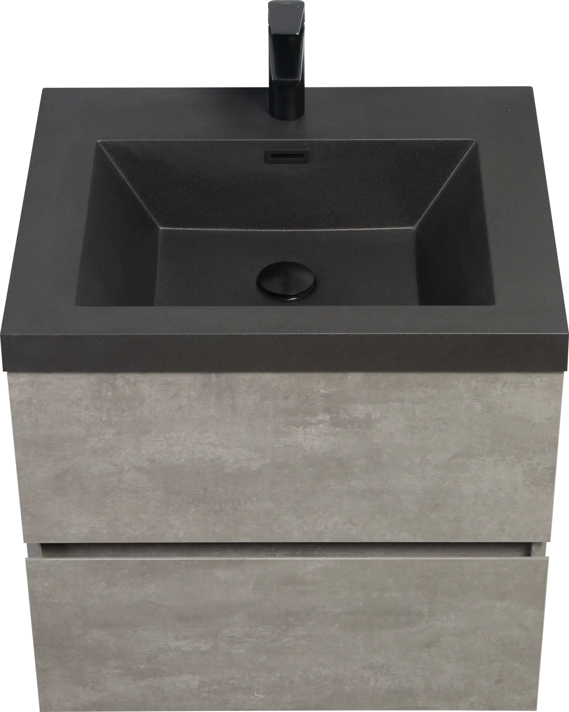 Floating Bathroom Vanity with Quartz Sand Basin and Soft Close Drawers color: Grey