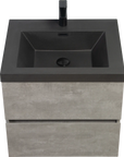 Floating Bathroom Vanity with Quartz Sand Basin and Soft Close Drawers color: Grey