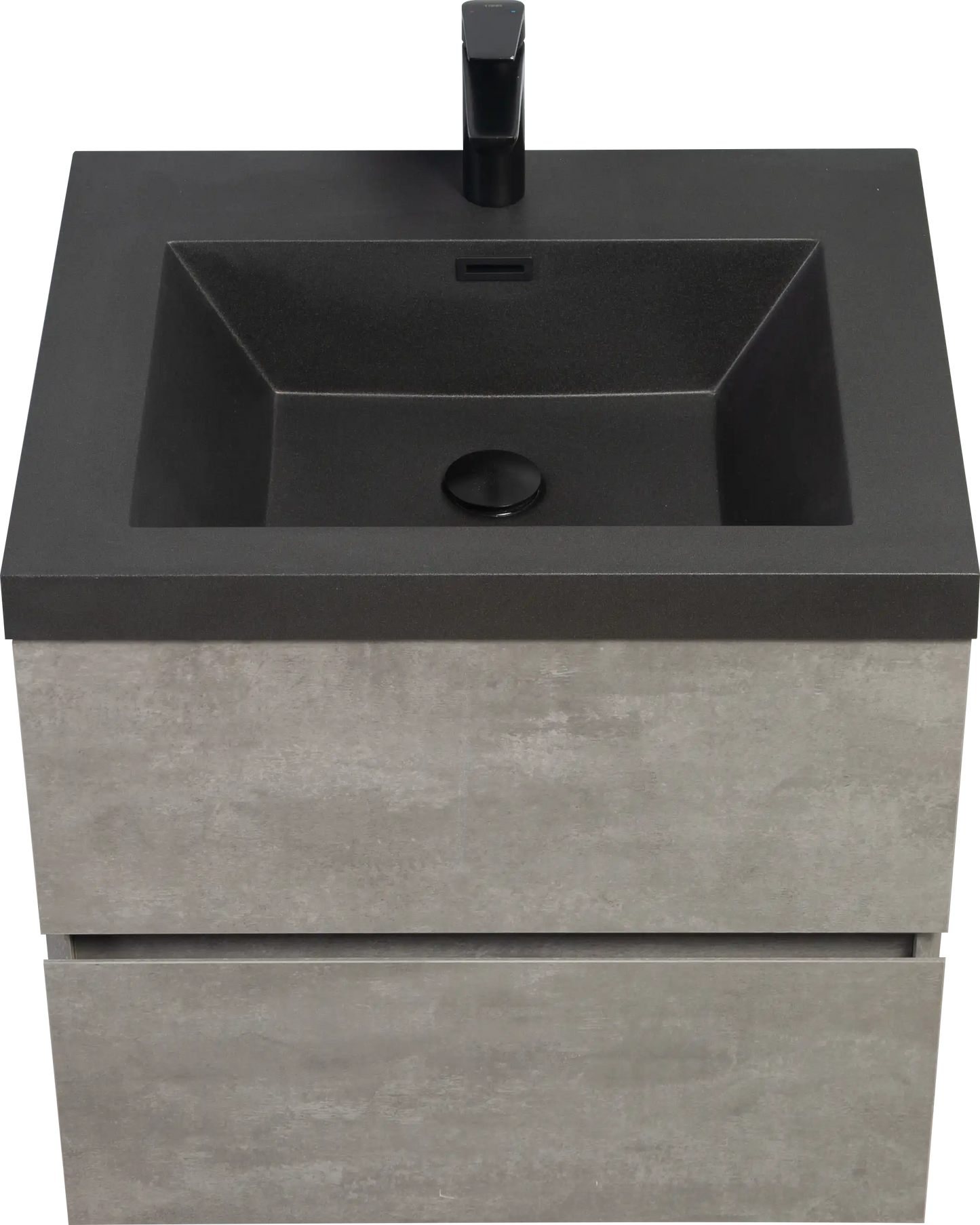 Floating Bathroom Vanity with Quartz Sand Basin and Soft Close Drawers color: Grey