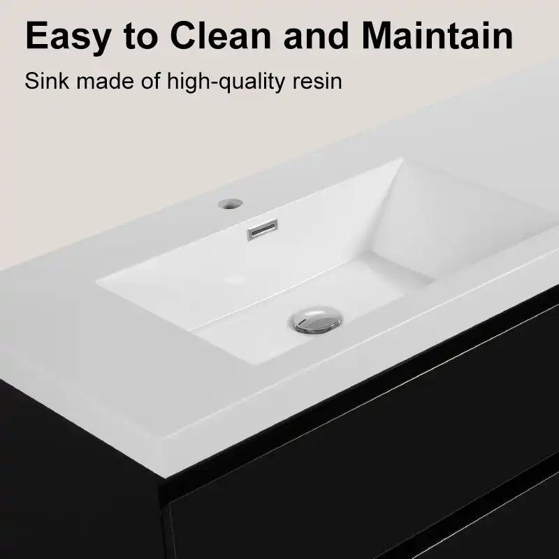 71 X 20 Modern Floating Double Sink Bathroom Vanity - Wall Mounted Storage Cabinet color: Black