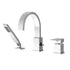 FLUNIX Chrome Waterfall Roman Tub Faucet with handheld shower and single lever handle, modern bathroom fixture set.