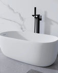 51" Seamless Resin Stone Freestanding Soaking Tub – White, with Overflow & Pop-Up Drain color: Matte White