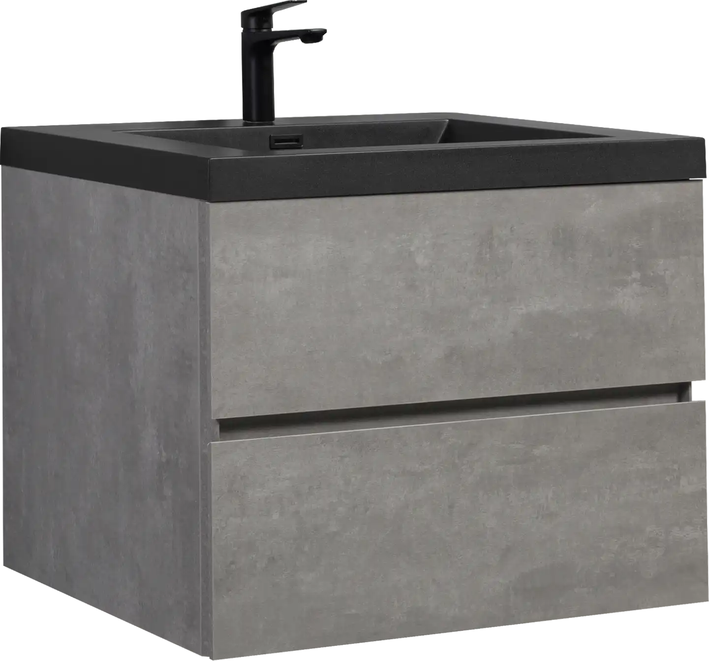 23&#39;&#39;-47&#39;&#39; Floating Dark Grey Corner Vanity with Matte Black Sink - 2 Soft Close Drawers