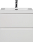 Floating Bathroom Vanity with Resin Top Basin & Soft Close Drawers - Modern Wall-Mounted Storage Cabinet color: White