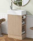 Bathroom Vanity Cabinet with Sink Two-tier Shelf COLOR:walnut