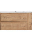 Wall-Mounted Bathroom Vanity with Gel Sink & Soft Close Drawers color: Imitative Oak