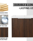 24" bathroom vanity walnut durable engineered wood waterproof construction | Ace Decor