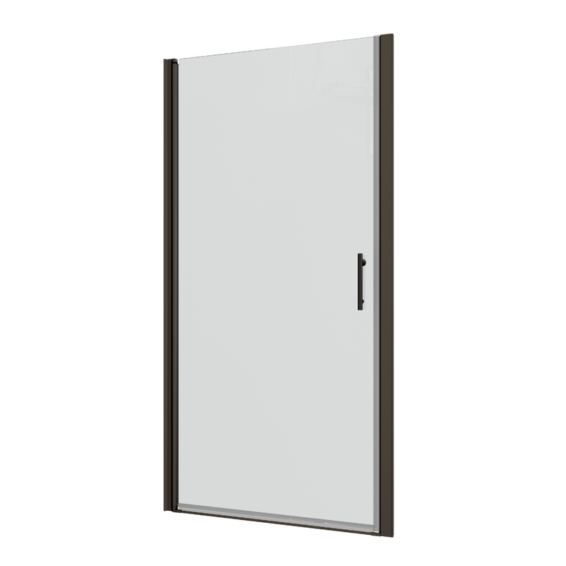 Zerra Series 30" W x 72" H Matte Black Semi-Frameless Pivot Shower Door