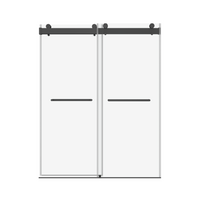 48 x 76 sliding shower doors frameless design with matte hardware shown in a clean, modern layout | Ace Decor