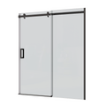 48‘’ x 74'' Black Frameless Single Sliding Shower Door - Quiet Glide, Stainless Steel Rail, 8mm Glass