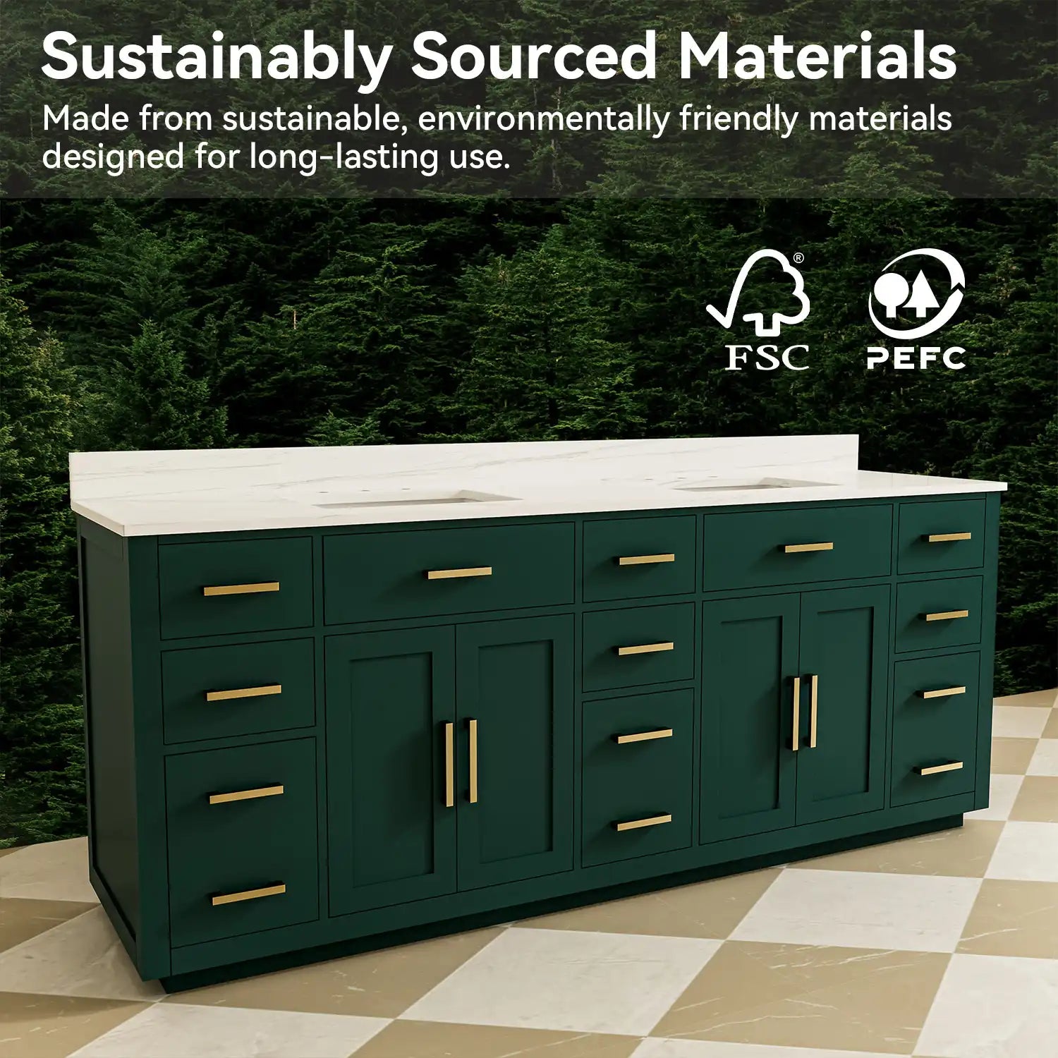Breshia Series 84&quot; Bathroom Vanity with Double Sink
