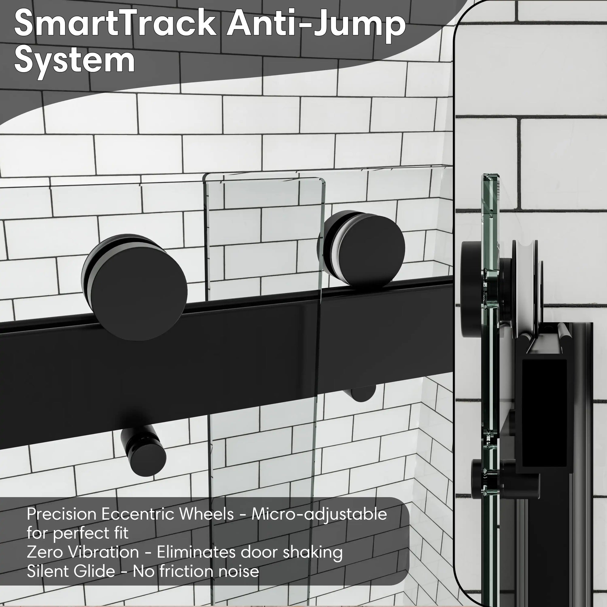 Aurevo-X Series 60&quot; x 74&quot; Minimalist Frameless Sliding Shower Door In Matte Black