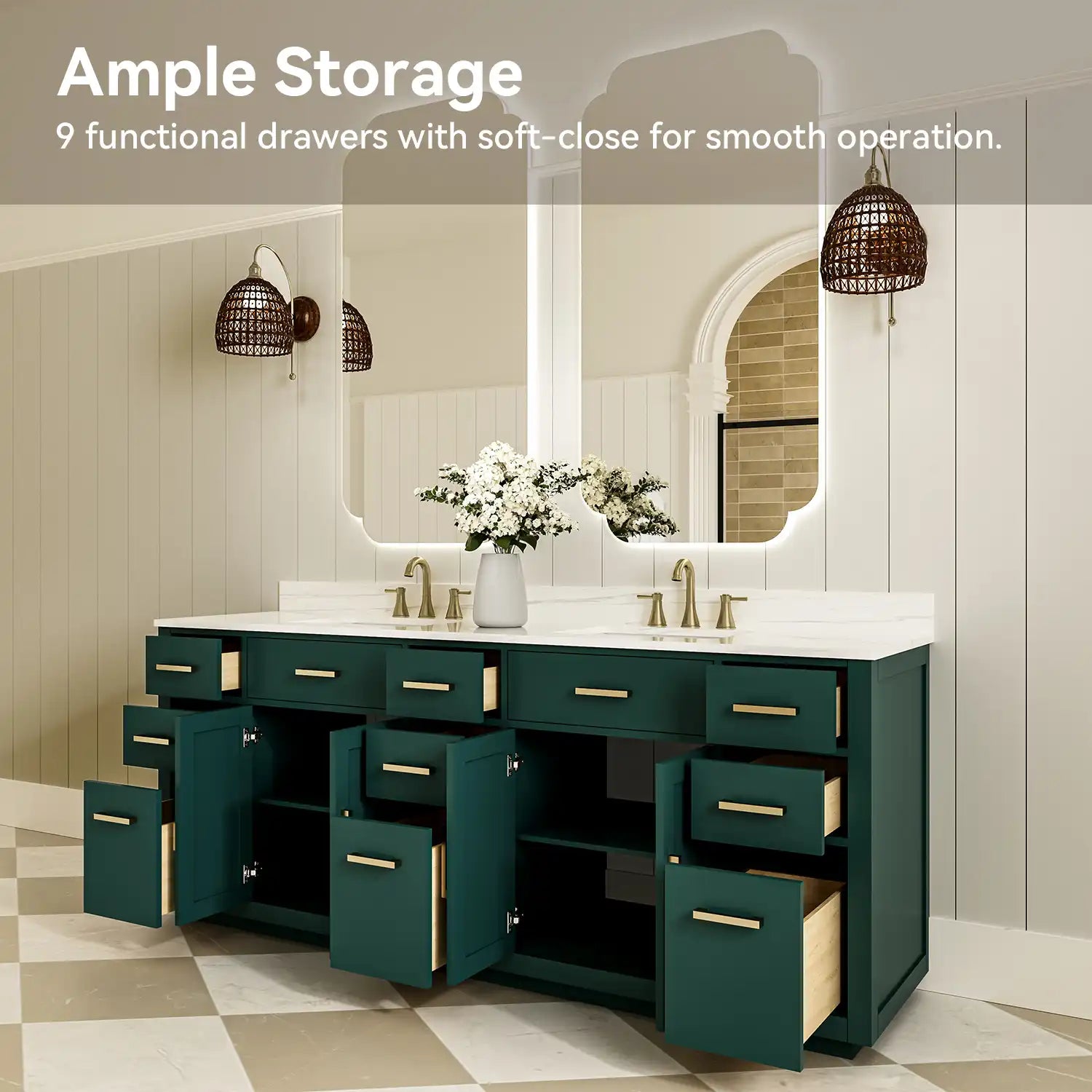 Breshia Series 84&quot; Bathroom Vanity with Double Sink