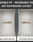 Reversible installation of pivot shower door allows left or right opening for flexible bathroom layouts | Ace Decor