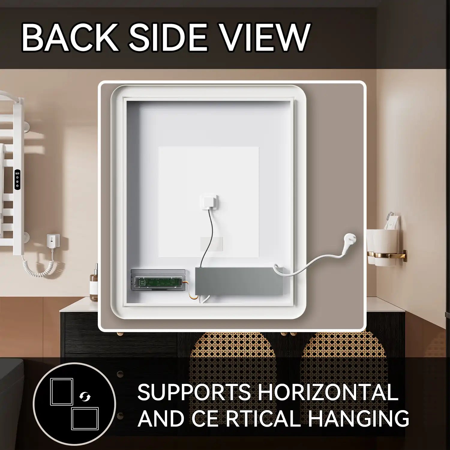Rectangular Framed Dimmable Anti-Fog LED Wall Bathroom Vanity Mirror