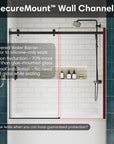 SecureMount wall channels providing stability and water barrier for matte black sliding bathtub door | Ace Decor